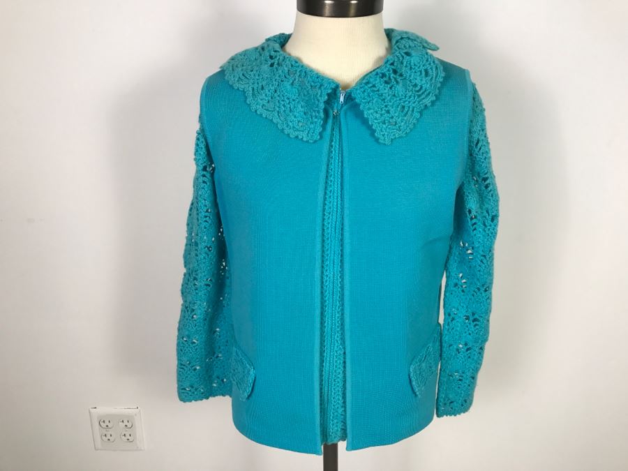 Vintage Knitted Wool Sweater Jacket With Matching Vest And Skirt By The Swank Shop 100% Wool Size 12 [Photo 2]