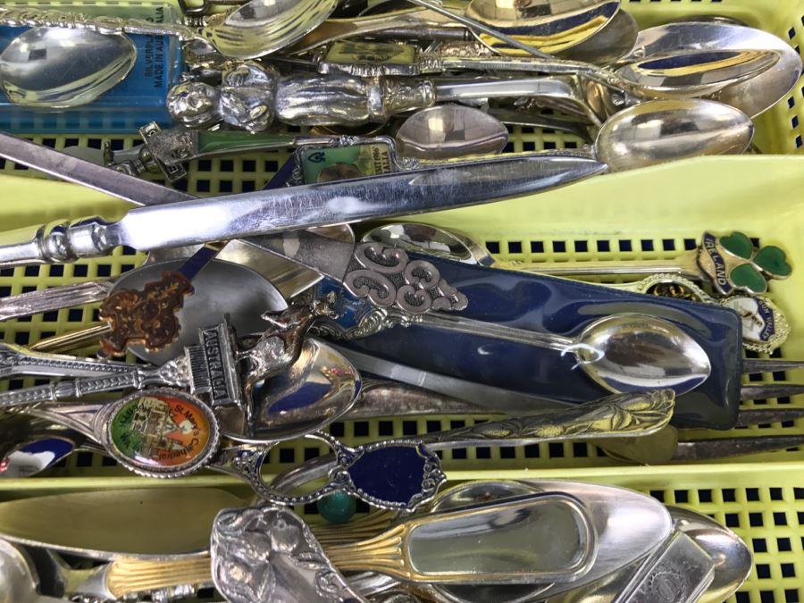 Collection Of Various Tourist Spoons And Silverplate Flatware [Photo 7]