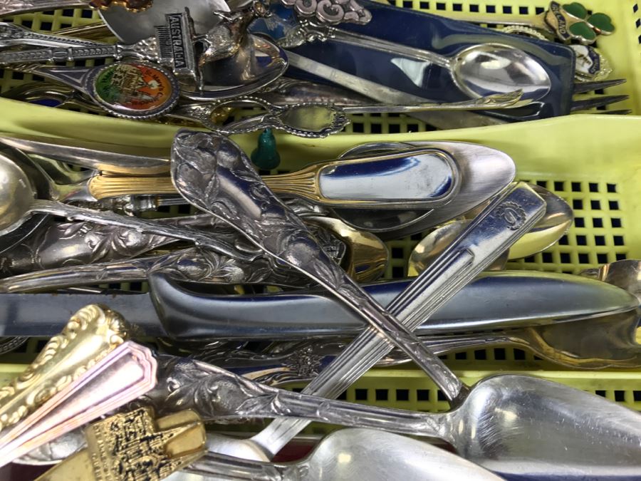 Collection Of Various Tourist Spoons And Silverplate Flatware [Photo 4]