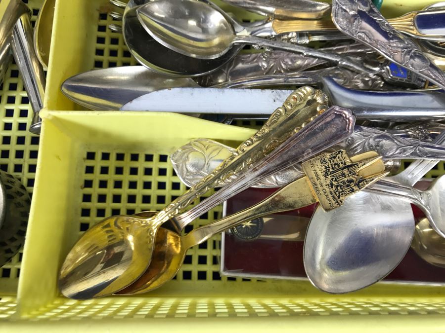 Collection Of Various Tourist Spoons And Silverplate Flatware [Photo 2]
