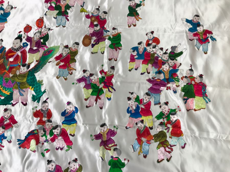 JUST ADDED - Detailed Chinese Silk Embroidery Art Wall Hanging Signed [Photo 13]