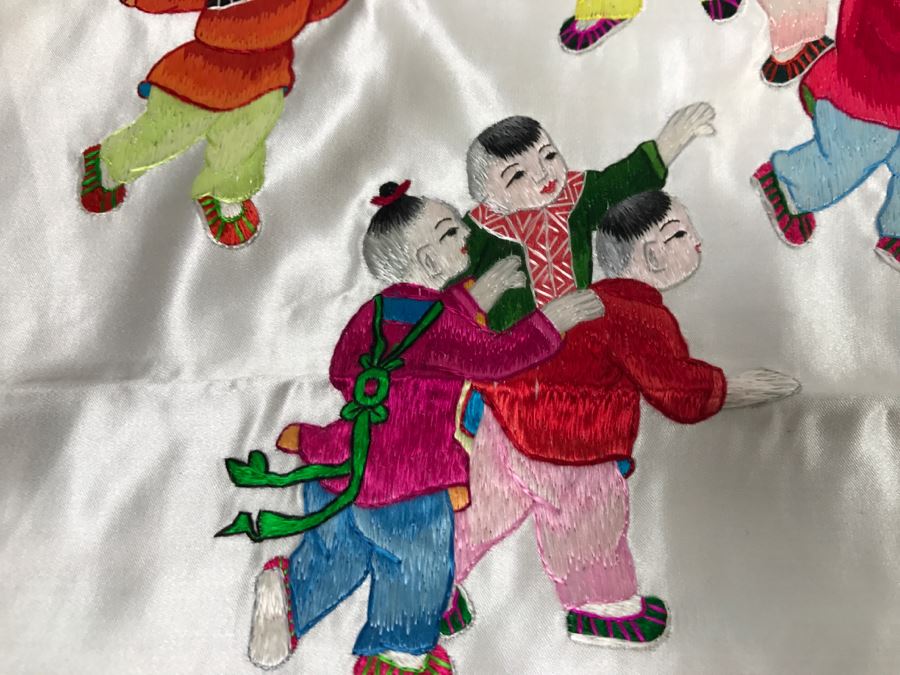 JUST ADDED - Detailed Chinese Silk Embroidery Art Wall Hanging Signed [Photo 24]