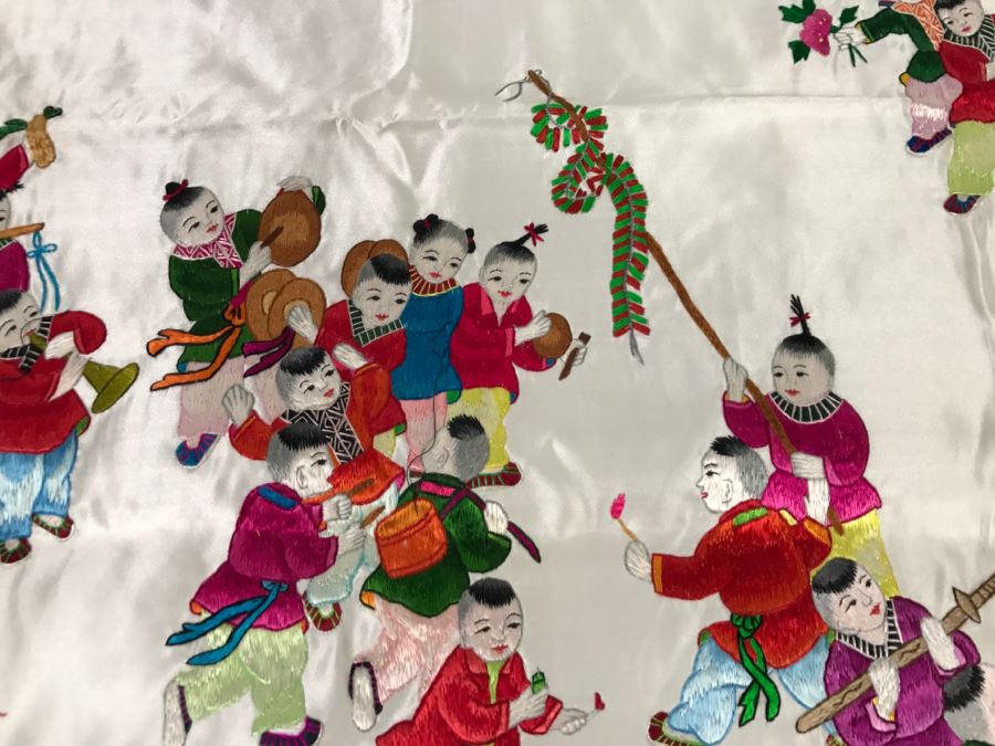 JUST ADDED - Detailed Chinese Silk Embroidery Art Wall Hanging Signed [Photo 18]