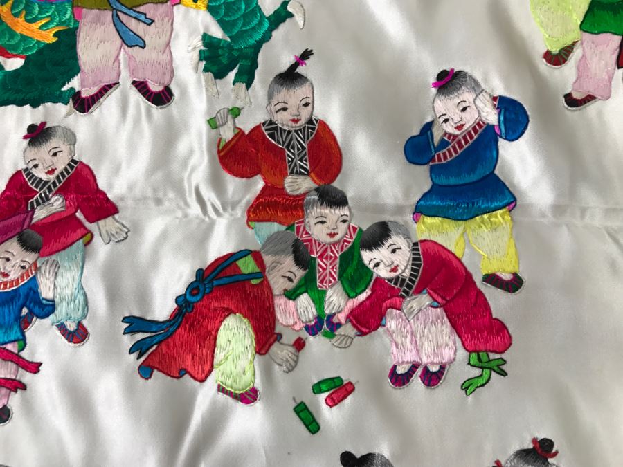 JUST ADDED - Detailed Chinese Silk Embroidery Art Wall Hanging Signed [Photo 16]