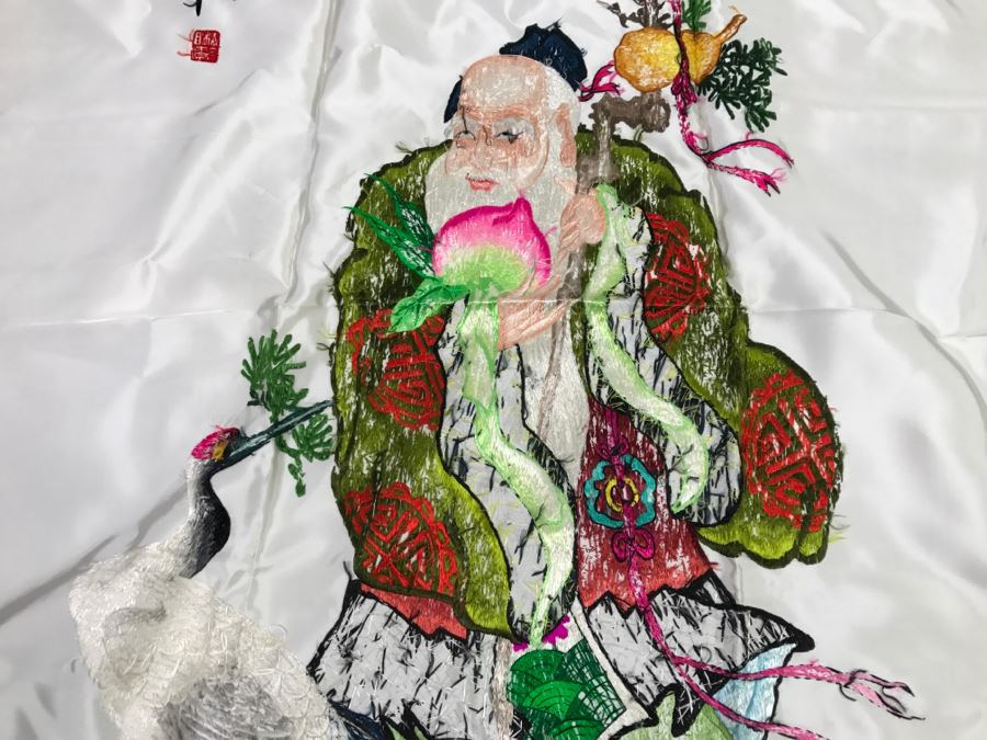 JUST ADDED - Chinese Silk Embroidery Art Wall Hanging Signed [Photo 17]