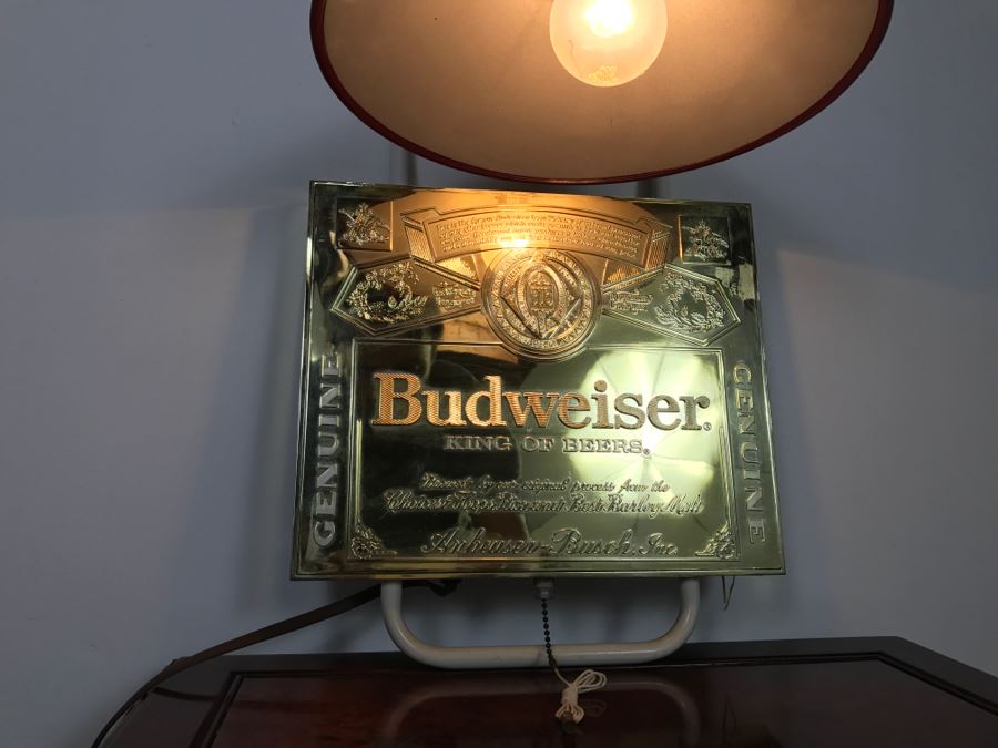 Budweiser King Of Beers Advertising Wall Mounted Light With Red Shade