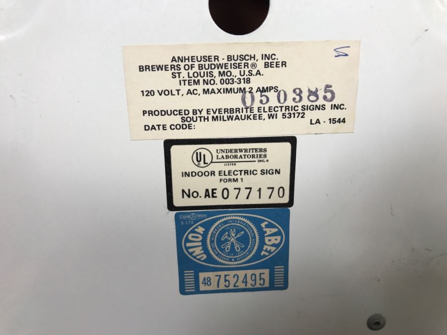 Budweiser King Of Beers Advertising Wall Mounted Light With Red Shade And Gold Label Advertising [Photo 9]