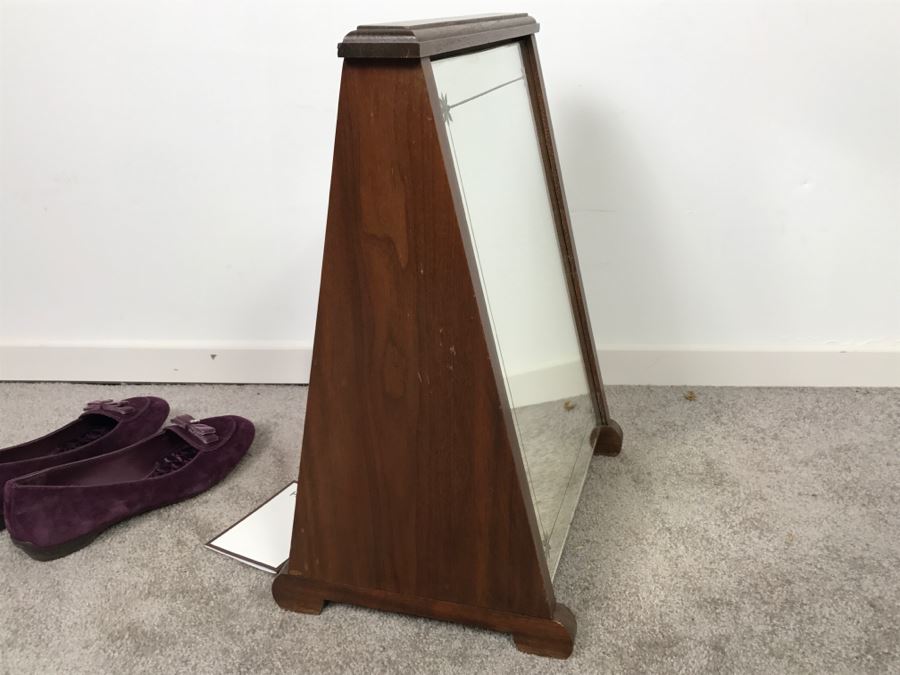 Antique Mercantile Double Sided Shoe Mirror With Etched Star Beveled Glass [Photo 11]