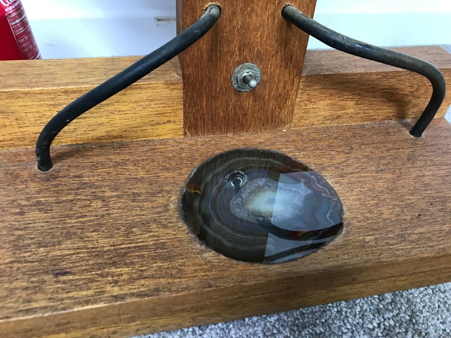 Vintage Hand Made Artist Desk Lamp With Polished Agate Stone By Artist Robert Bucciarelli [Photo 5]