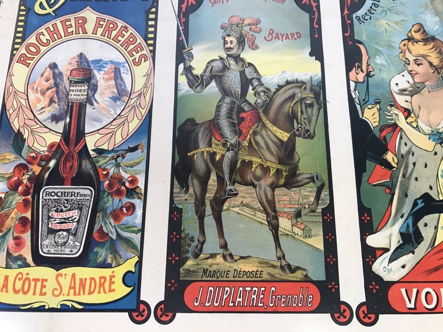 RARE LARGE 1900 Eugène Ogé Les Grandes Marques De L'Isère Official Lithography Poster Vibrant Colors 52' X 38' Nicely Framed Estimate $600 [Photo 17]