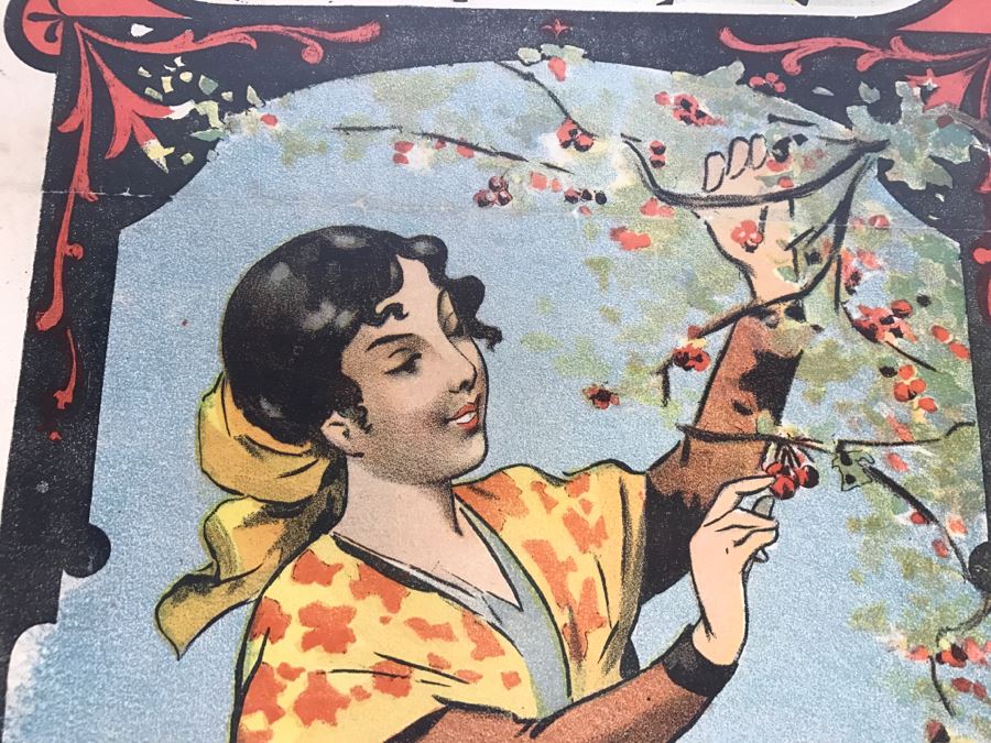 RARE LARGE 1900 Eugène Ogé Les Grandes Marques De L'Isère Official Lithography Poster Vibrant Colors 52' X 38' Nicely Framed Estimate $600 [Photo 11]