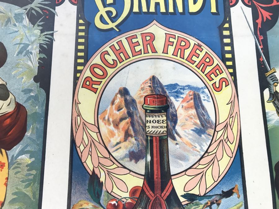 RARE LARGE 1900 Eugène Ogé Les Grandes Marques De L'Isère Official Lithography Poster Vibrant Colors 52' X 38' Nicely Framed Estimate $600 [Photo 15]