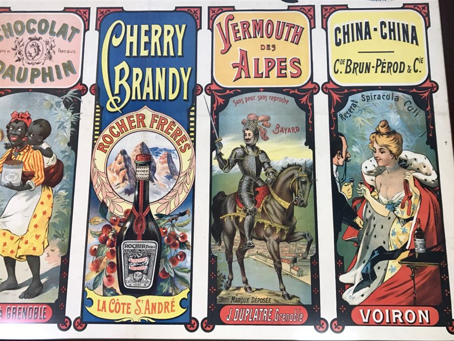 RARE LARGE 1900 Eugène Ogé Les Grandes Marques De L'Isère Official Lithography Poster Vibrant Colors 52' X 38' Nicely Framed Estimate $600 [Photo 6]