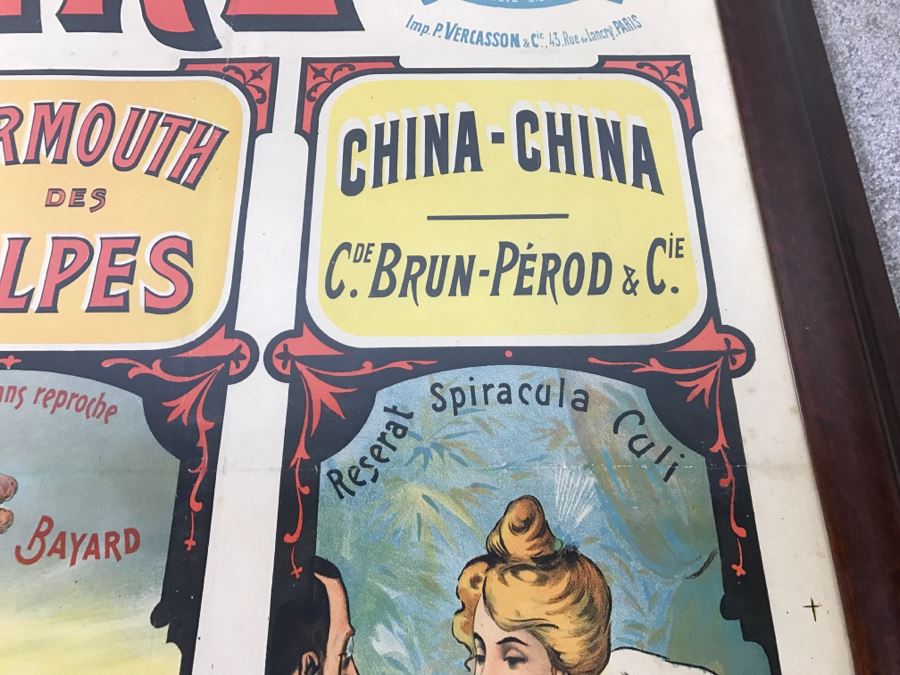 RARE LARGE 1900 Eugène Ogé Les Grandes Marques De L'Isère Official Lithography Poster Vibrant Colors 52' X 38' Nicely Framed Estimate $600 [Photo 23]