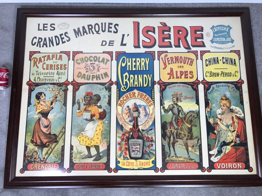 RARE LARGE 1900 Eugène Ogé Les Grandes Marques De L'Isère Official Lithography Poster Vibrant Colors 52' X 38' Nicely Framed Estimate $600 [Photo 2]