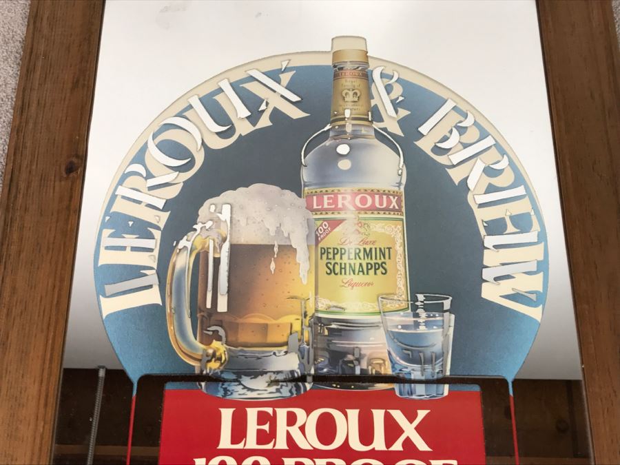 Leroux 100 Proof Schnapps Liquor Advertising Wall Mirror [Photo 2]