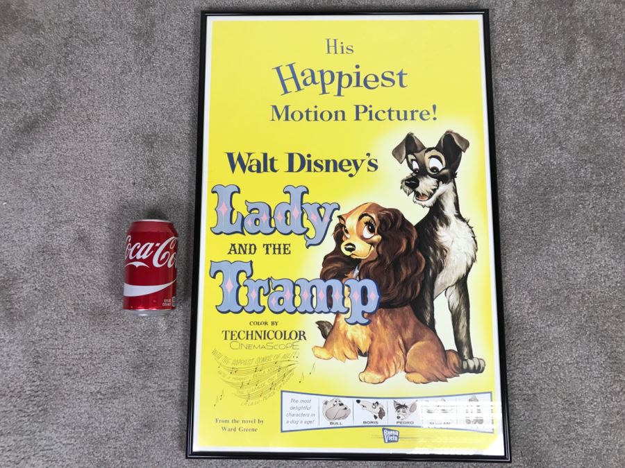 Walt Disney's Lady And The Tramp Reproduction Movie Poster Print Framed