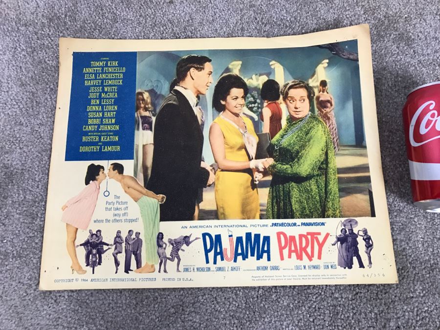 Pajama Party Vintage 1964 Lobby Card Annette Funicello And Tommy Kirk 