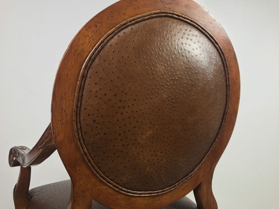 Large Wooden Armchair Occasional Chair With Faux Leather Upholstery [Photo 12]