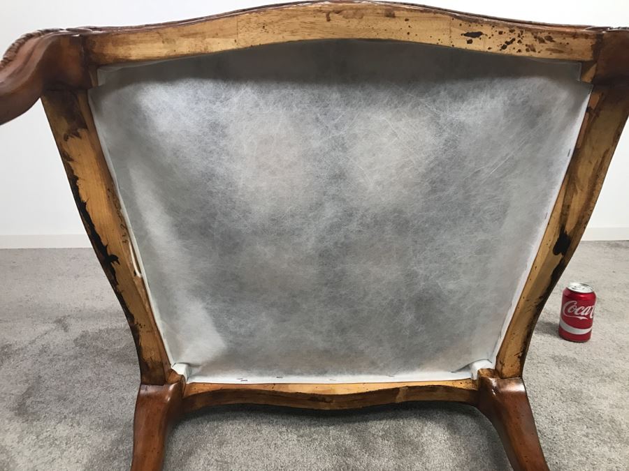 Large Wooden Armchair Occasional Chair With Faux Leather Upholstery [Photo 13]