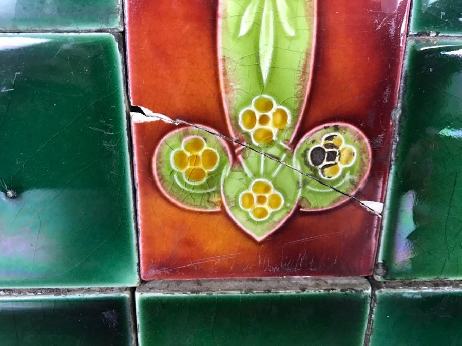 Antique Arts And Crafts Era Wash Stand Dry Sink Chest Of Drawers With Marble Top And Tile Backsplash - Missing One Tile And Tiles Need To Be Reglued [Photo 7]