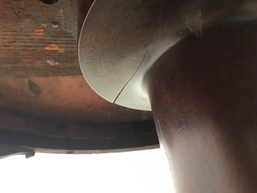 Stunning Antique Solid Carved Mahogany English Pedestal Table With Claw Feet - Note Repair On One Of The Legs [Photo 18]