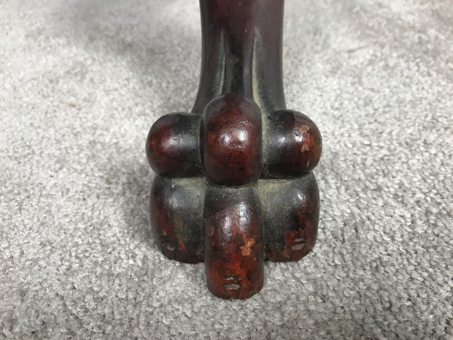 Stunning Antique Solid Carved Mahogany English Pedestal Table With Claw Feet - Note Repair On One Of The Legs [Photo 6]