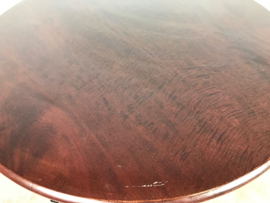 Stunning Antique Solid Carved Mahogany English Pedestal Table With Claw Feet - Note Repair On One Of The Legs [Photo 10]