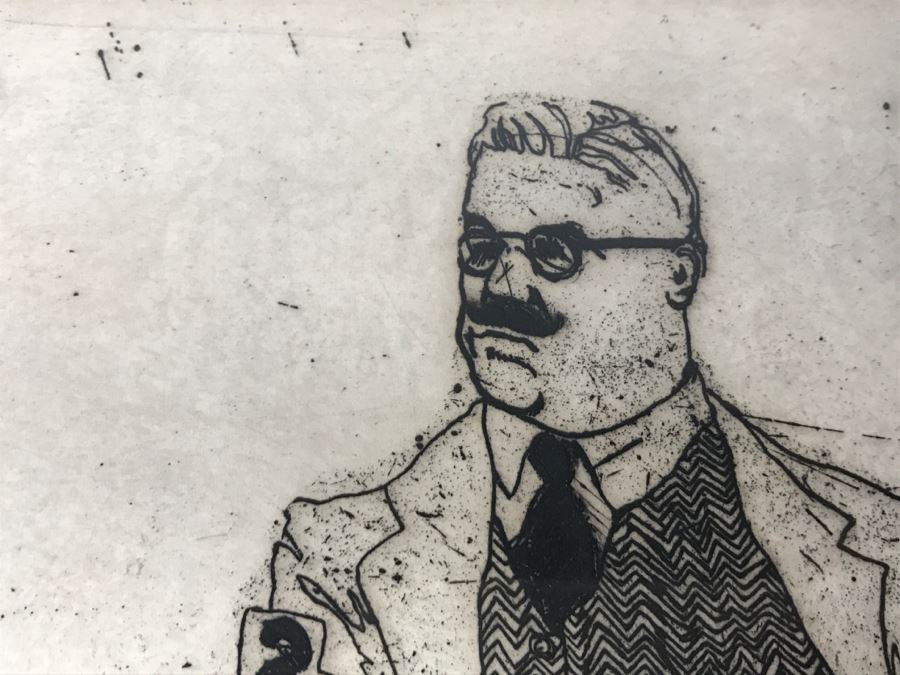 Vintage 1969 Limited Edition Engraving Titled 'Slideshow' By Robert Bucciarelli In Teak Frame 4 Of 6 [Photo 12]