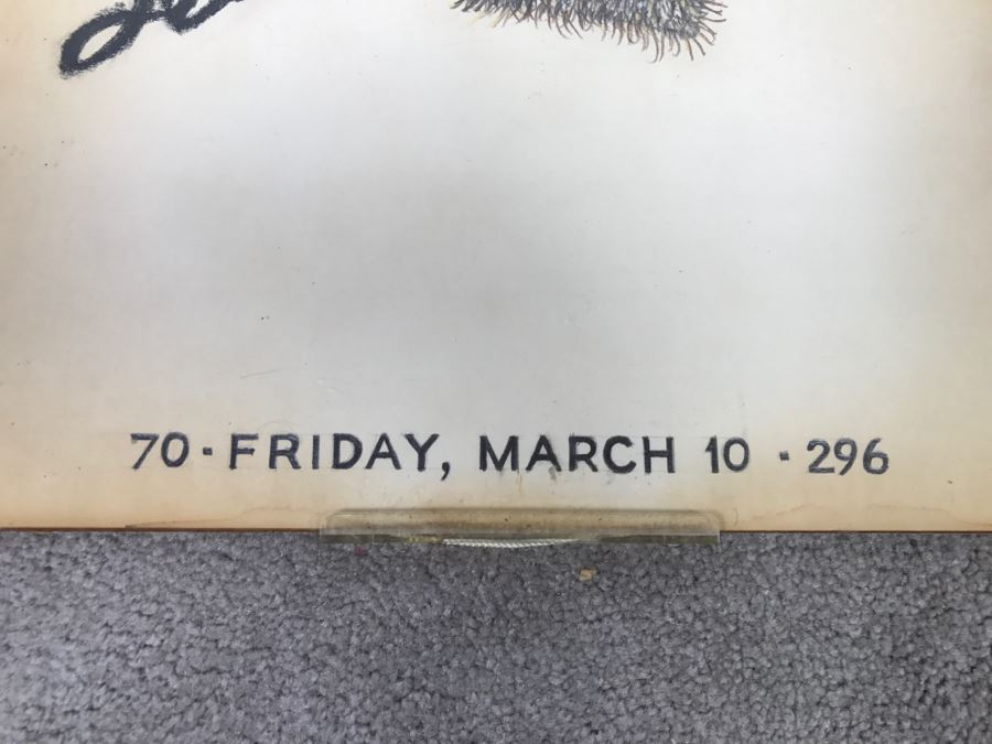 2 Vintage 1972 Original Hand Pencil Drawn Calendar Sketches With Sayings And One Print By Artist Robert Bucciarelli Artwork [Photo 12]