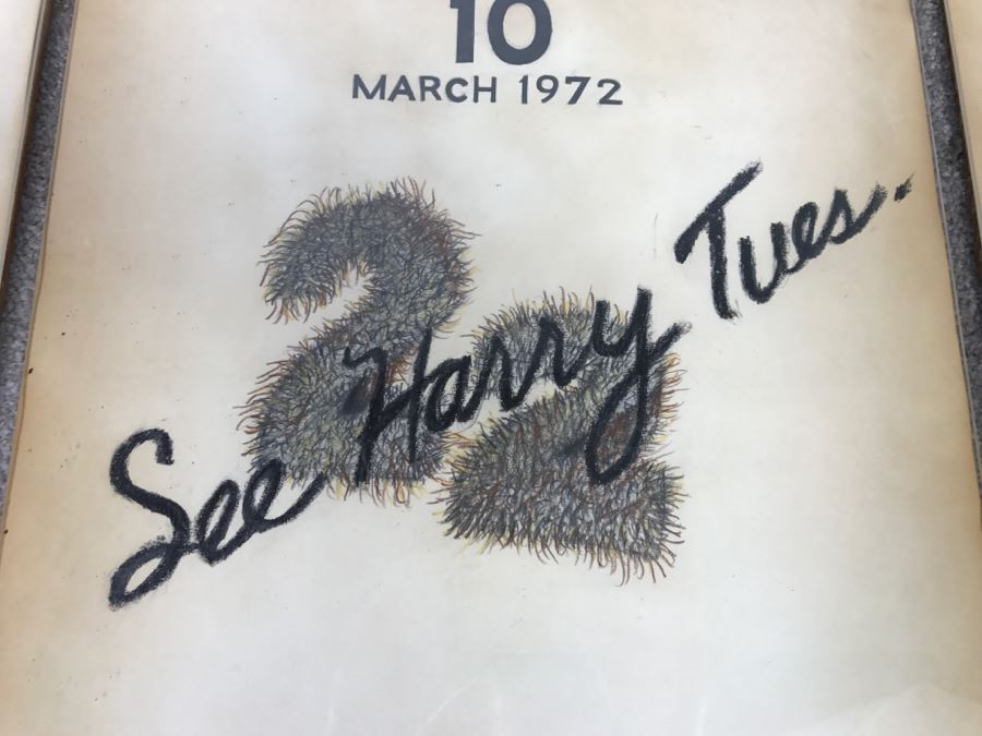 2 Vintage 1972 Original Hand Pencil Drawn Calendar Sketches With Sayings And One Print By Artist Robert Bucciarelli Artwork [Photo 10]
