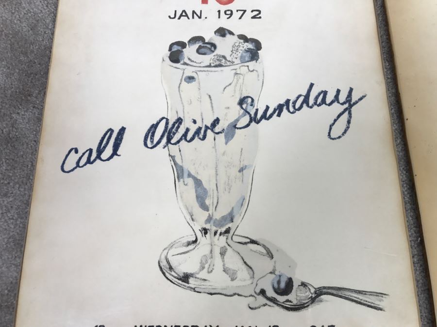 2 Vintage 1972 Original Hand Pencil Drawn Calendar Sketches With Sayings And One Print By Artist Robert Bucciarelli Artwork [Photo 17]