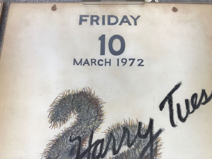 2 Vintage 1972 Original Hand Pencil Drawn Calendar Sketches With Sayings And One Print By Artist Robert Bucciarelli Artwork [Photo 11]