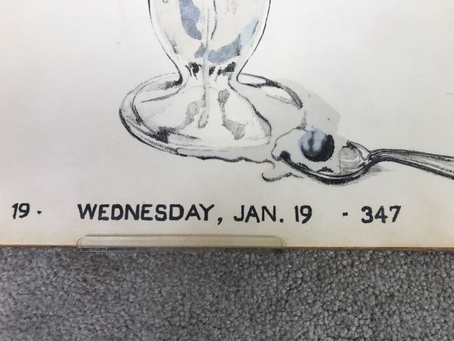 2 Vintage 1972 Original Hand Pencil Drawn Calendar Sketches With Sayings And One Print By Artist Robert Bucciarelli Artwork [Photo 18]