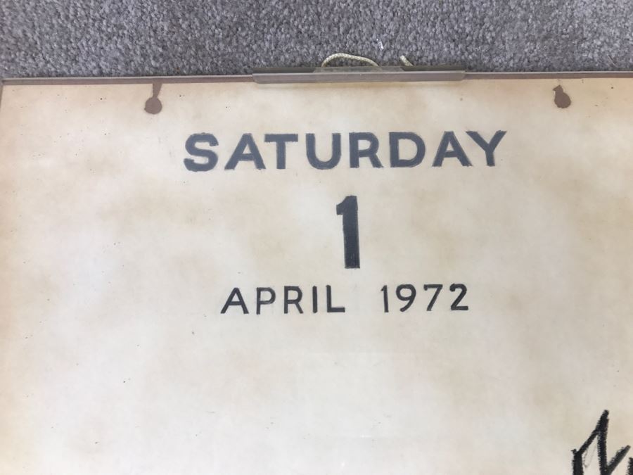 2 Vintage 1972 Original Hand Pencil Drawn Calendar Sketches With Sayings And One Print By Artist Robert Bucciarelli Artwork [Photo 4]