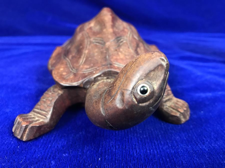 Carved Wood Turtle And Small Carved Bone Scottish Terrier Figurine [Photo 15]