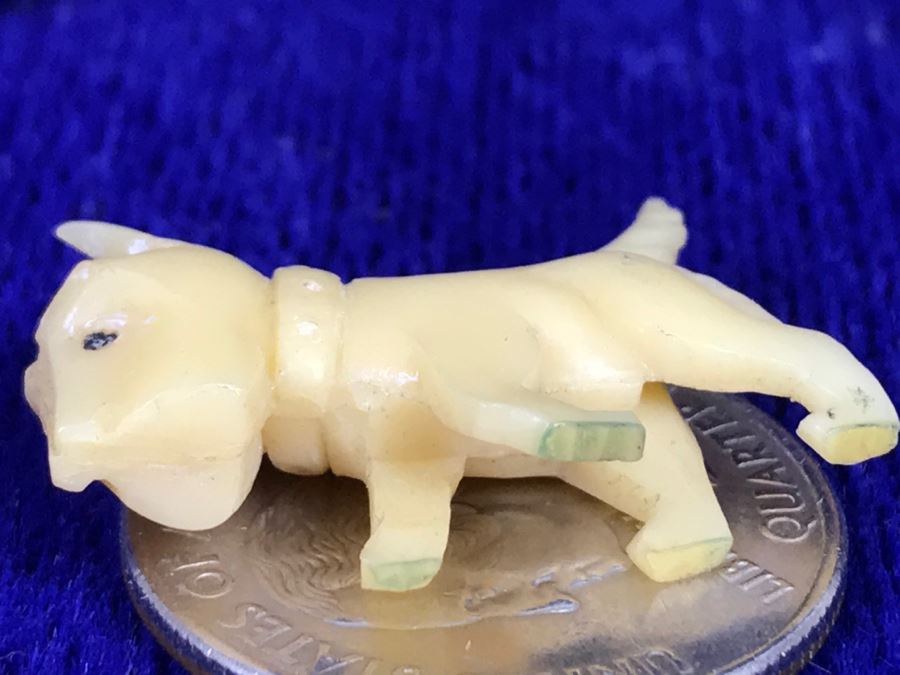 Carved Wood Turtle And Small Carved Bone Scottish Terrier Figurine [Photo 9]