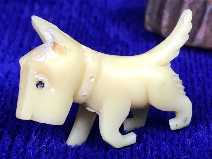 Carved Wood Turtle And Small Carved Bone Scottish Terrier Figurine [Photo 5]