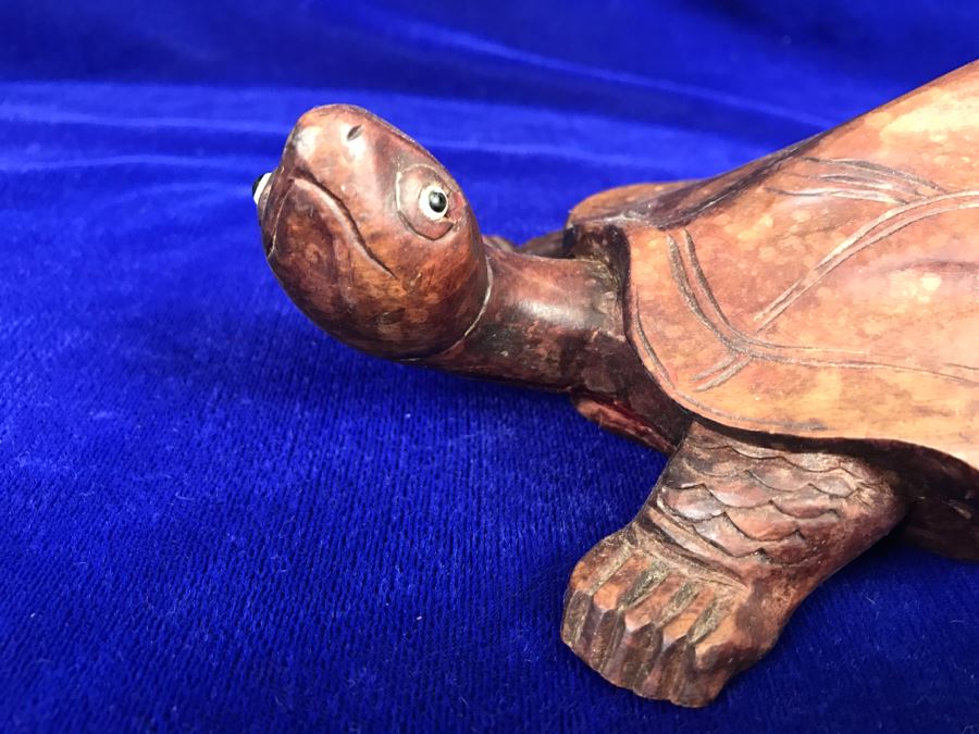 Carved Wood Turtle And Small Carved Bone Scottish Terrier Figurine [Photo 13]