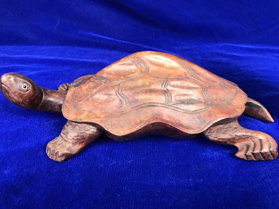 Carved Wood Turtle And Small Carved Bone Scottish Terrier Figurine [Photo 14]