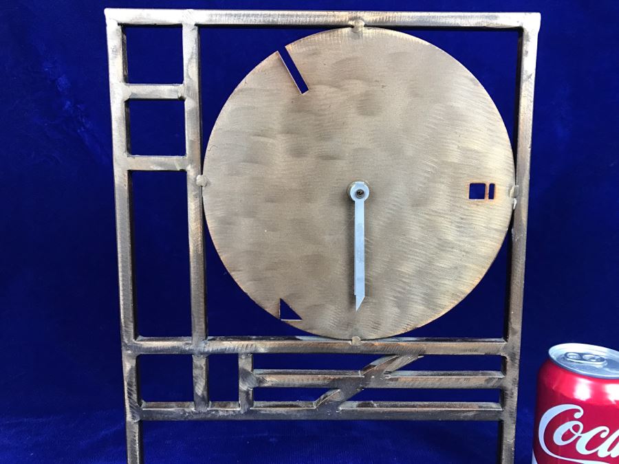 Vintage 1987 Robert Sonneman For George Kovacs Metal Clock - Needs New Replacement Clock Mechanism [Photo 2]