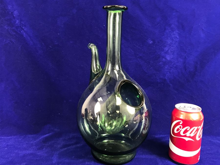 Vintage Hand Blown Green Glass Wine Decanter [Photo 4]