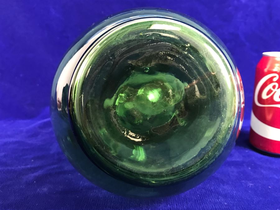Vintage Hand Blown Green Glass Wine Decanter [Photo 7]