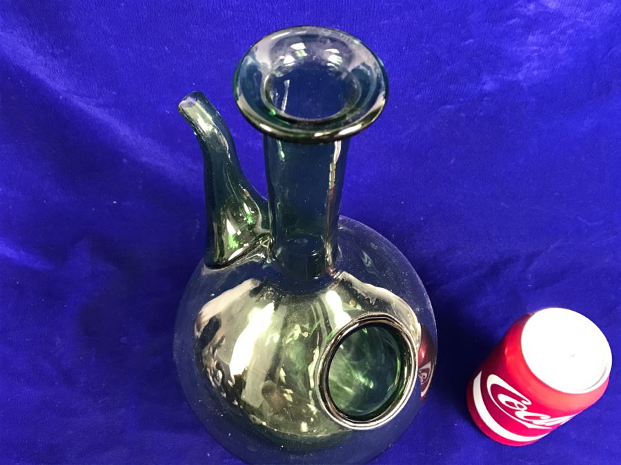 Vintage Hand Blown Green Glass Wine Decanter [Photo 6]