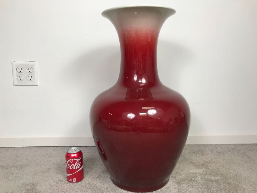 JUST ADDED - Huge Chinese Contemporary Red And White Vase