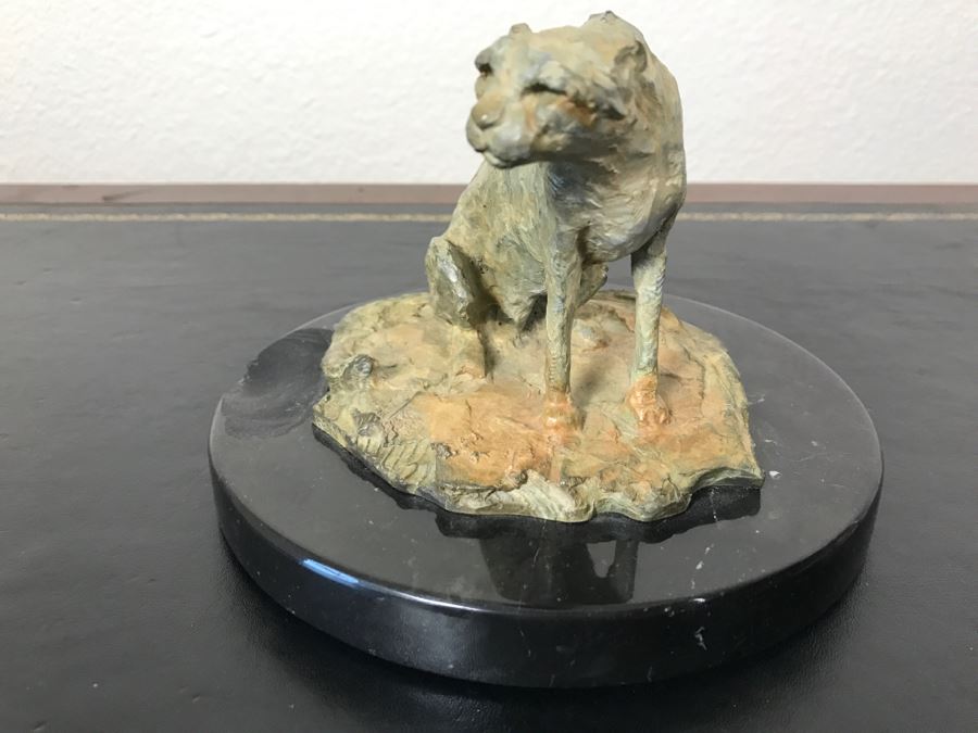 Richard D. MacDonald 1998 Limited Edition Bronze Sculpture 'Cheetah Study II' 5 1/2' X 5 3/4' X 4' 82 Of 250 With COA Estimate $450 [Photo 17]