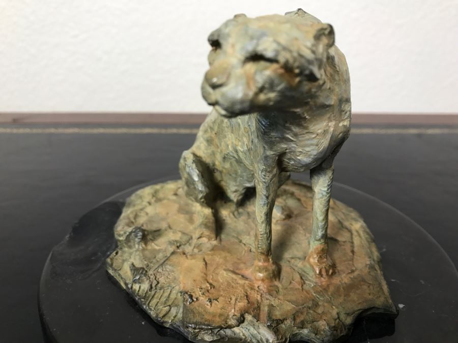 Richard D. MacDonald 1998 Limited Edition Bronze Sculpture 'Cheetah Study II' 5 1/2' X 5 3/4' X 4' 82 Of 250 With COA Estimate $450 [Photo 18]