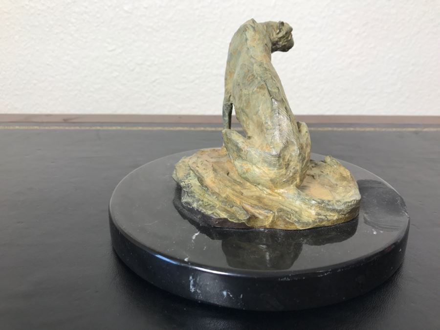 Richard D. MacDonald 1998 Limited Edition Bronze Sculpture 'Cheetah Study II' 5 1/2' X 5 3/4' X 4' 82 Of 250 With COA Estimate $450 [Photo 9]