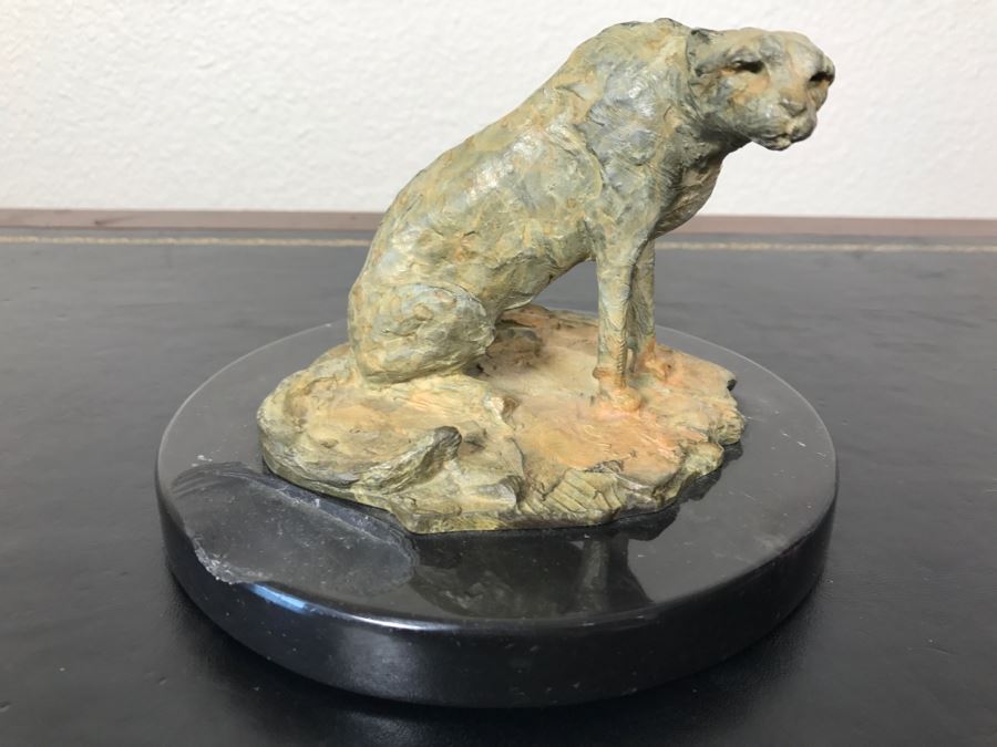 Richard D. MacDonald 1998 Limited Edition Bronze Sculpture 'Cheetah Study II' 5 1/2' X 5 3/4' X 4' 82 Of 250 With COA Estimate $450 [Photo 20]