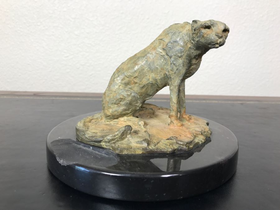 Richard D. MacDonald 1998 Limited Edition Bronze Sculpture 'Cheetah Study II' 5 1/2' X 5 3/4' X 4' 82 Of 250 With COA Estimate $450 [Photo 21]
